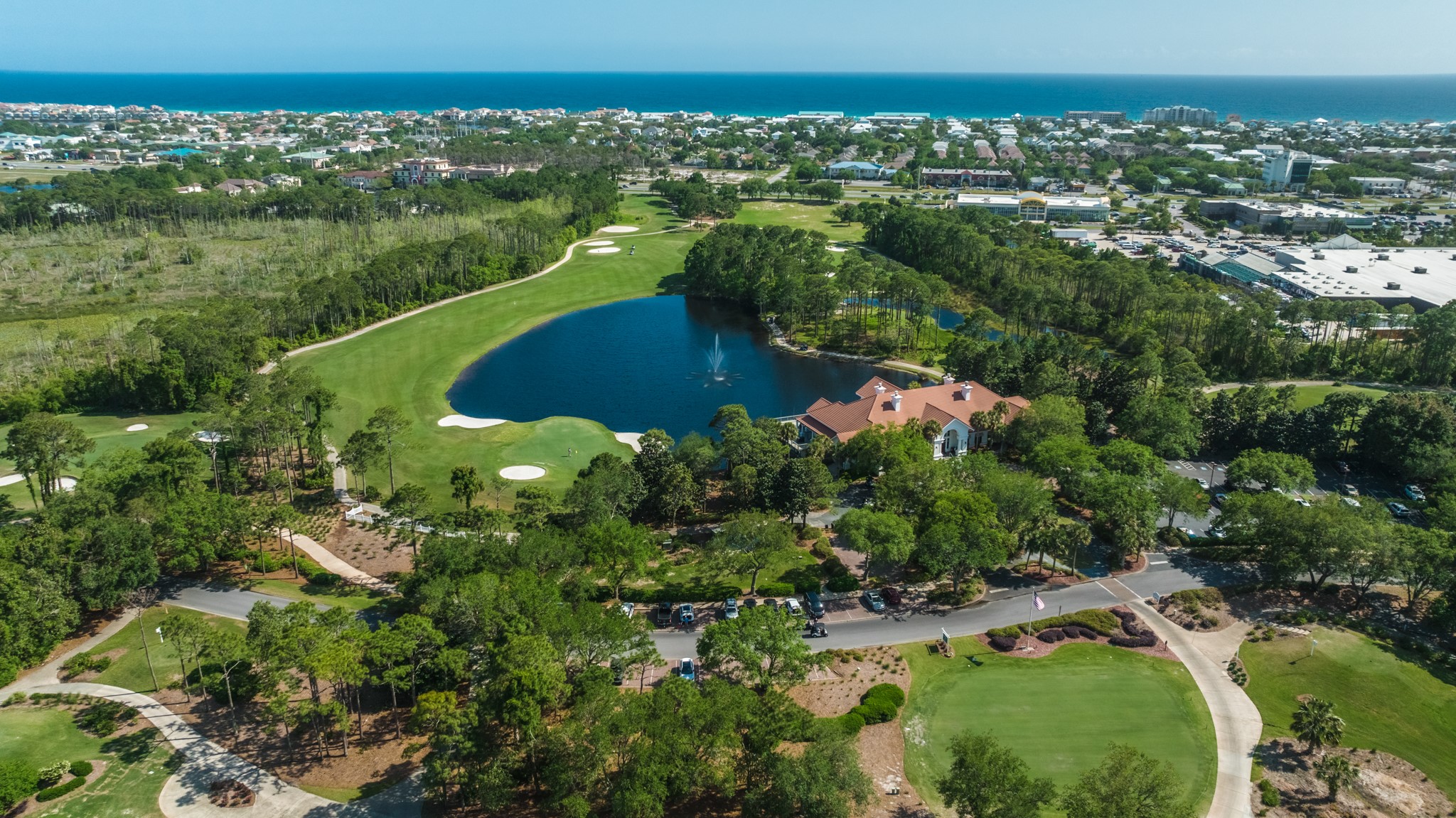 Aerial view of club and golf course